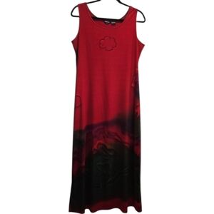 Vintage 90s Y2K Red Maxi Dress Size XL Extra Large Art Goth Grunge Whimsigoth